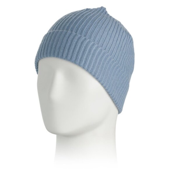 NEW PORTOLANO 3-ply Ribbed Beanie 100% extrafine merino in blue unisex 1125 3t2 - Picture 2 of 3